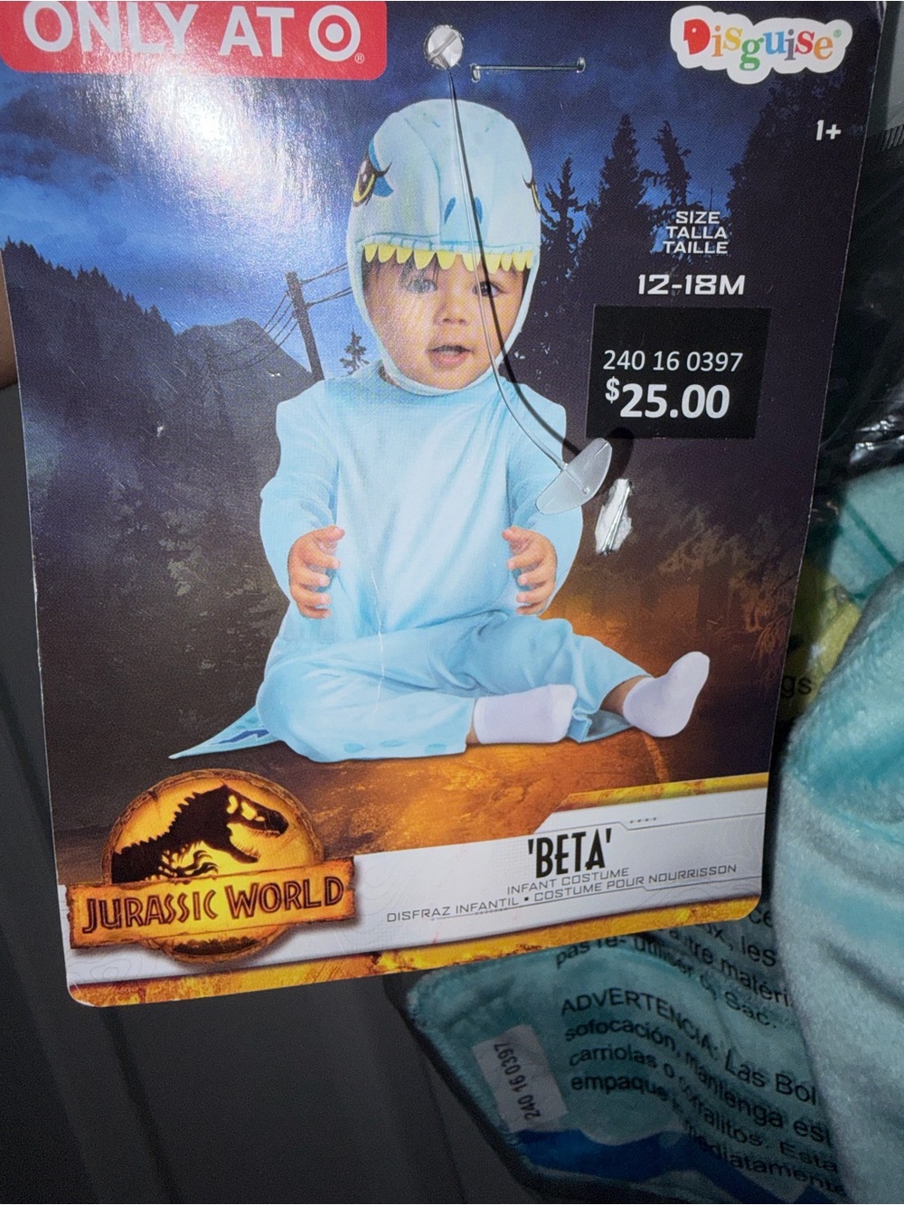 Disguise Jurassic World "Beta" Baby Dinosaur Costume - Light Blue 12-18 months